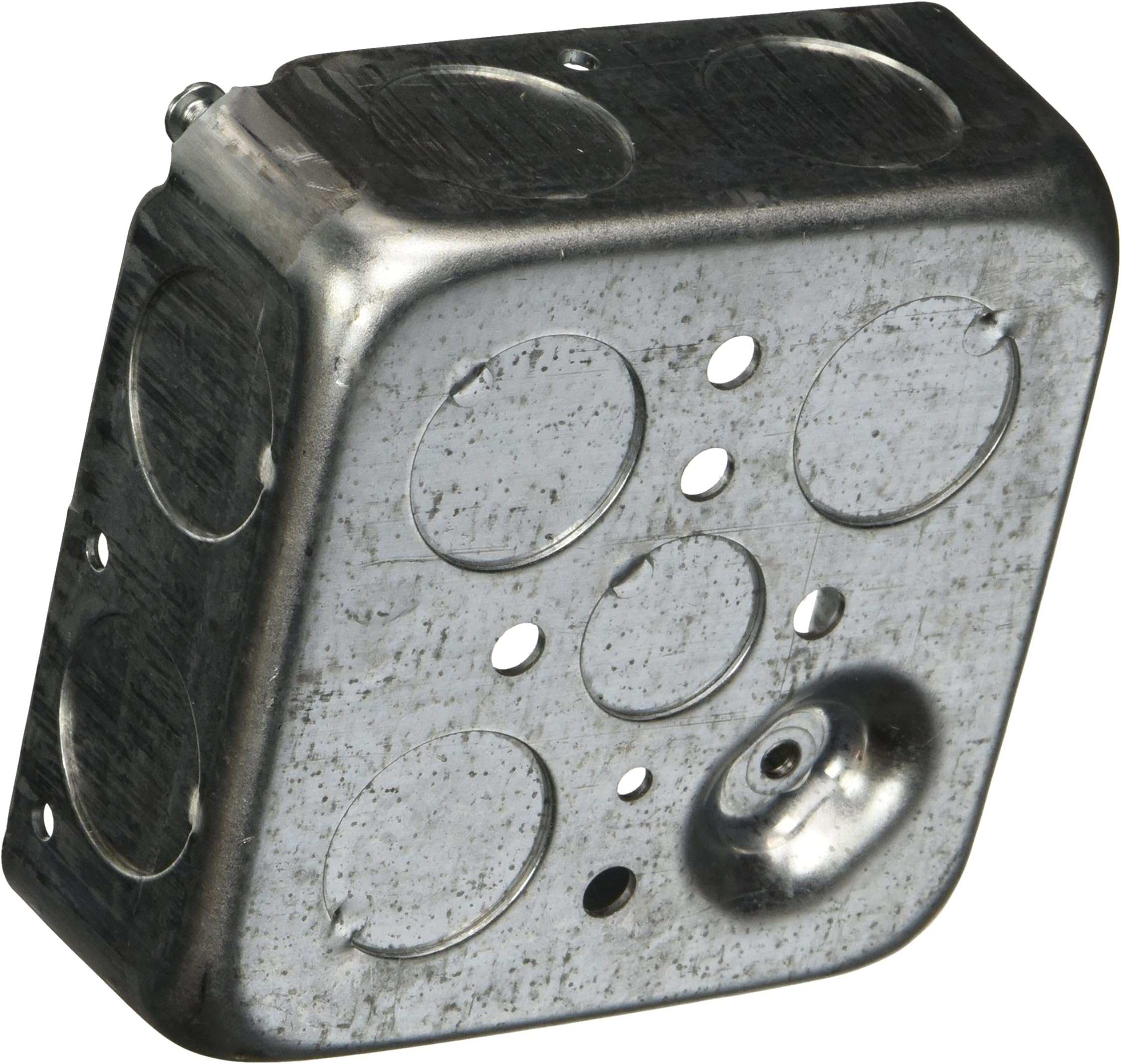 RACO 8191 Drawn 1-1/2-Inch Deep Square Electrical Box with (8) 3/4-Inch Side Knockouts, 4-Inch