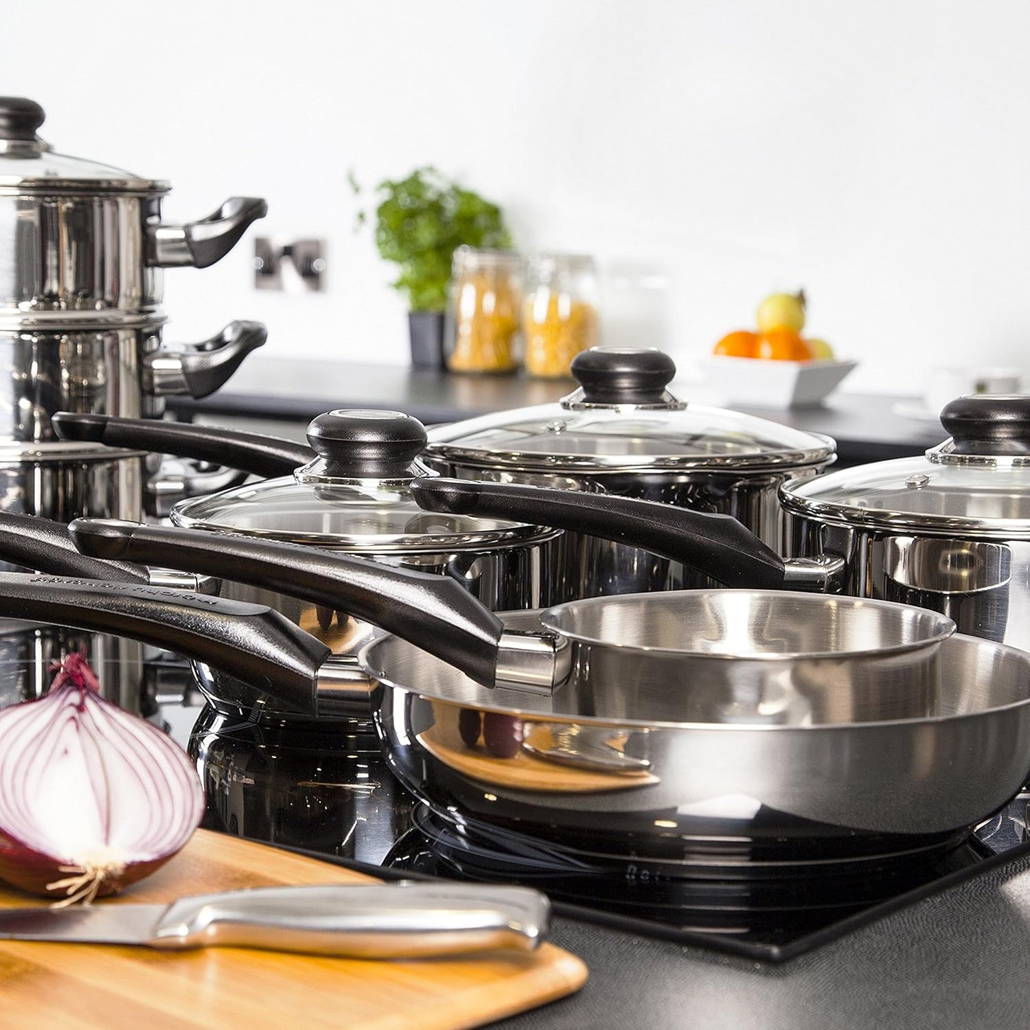 Morphy Richards 970001 Equip Induction Pan Set, Stainless Steel, Stay