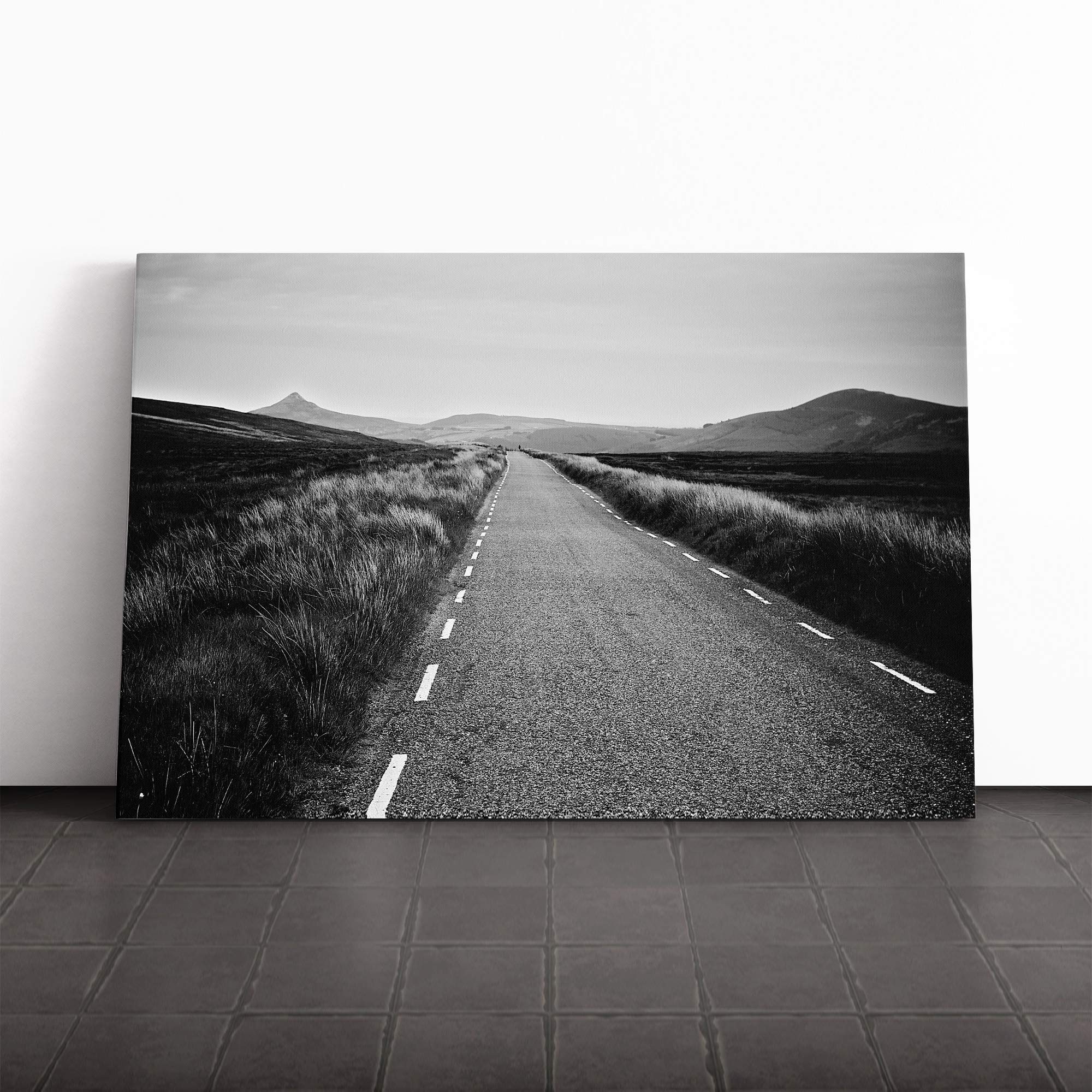 Landscape Long and Straight Road Canvas Print | Gallery Wrapped 30mm Frame Wall Art | 20x14 inches | Ready to Hang | Modern Landscape Picture | Living Room Bedroom Lounge Office