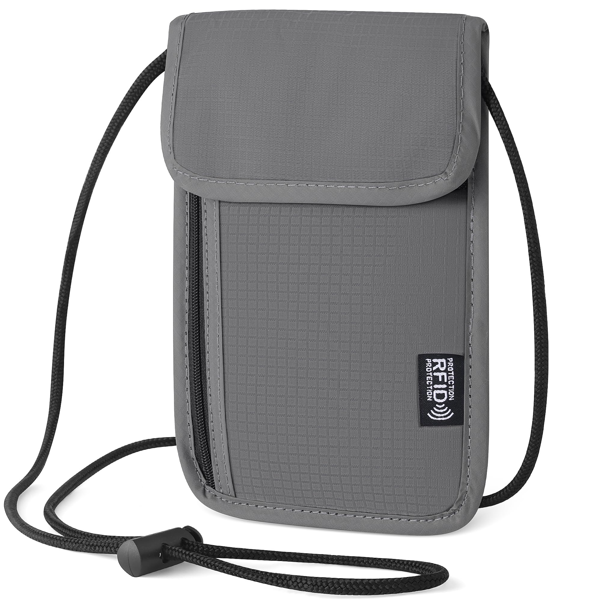 Photo 1 of Likesing 5.5" L x 7.9" W Travel Neck Wallet, RFID Blocking Passport Holder, Security Lightweight Passport Travel Wallet, Neck Pouch Gifts for Women Men(Grey)