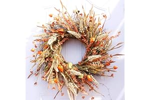 Dseap Wreath - 24 Inch Fall Wreath, Straw Wreath, Farmhouse Door Wreaths for Front Door Autumn, DRUI-24IN