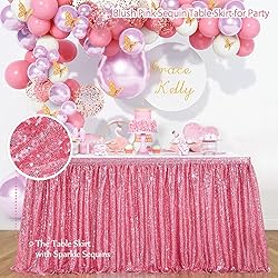 Blush Pink Sequin Table Skirts for rectangle tables