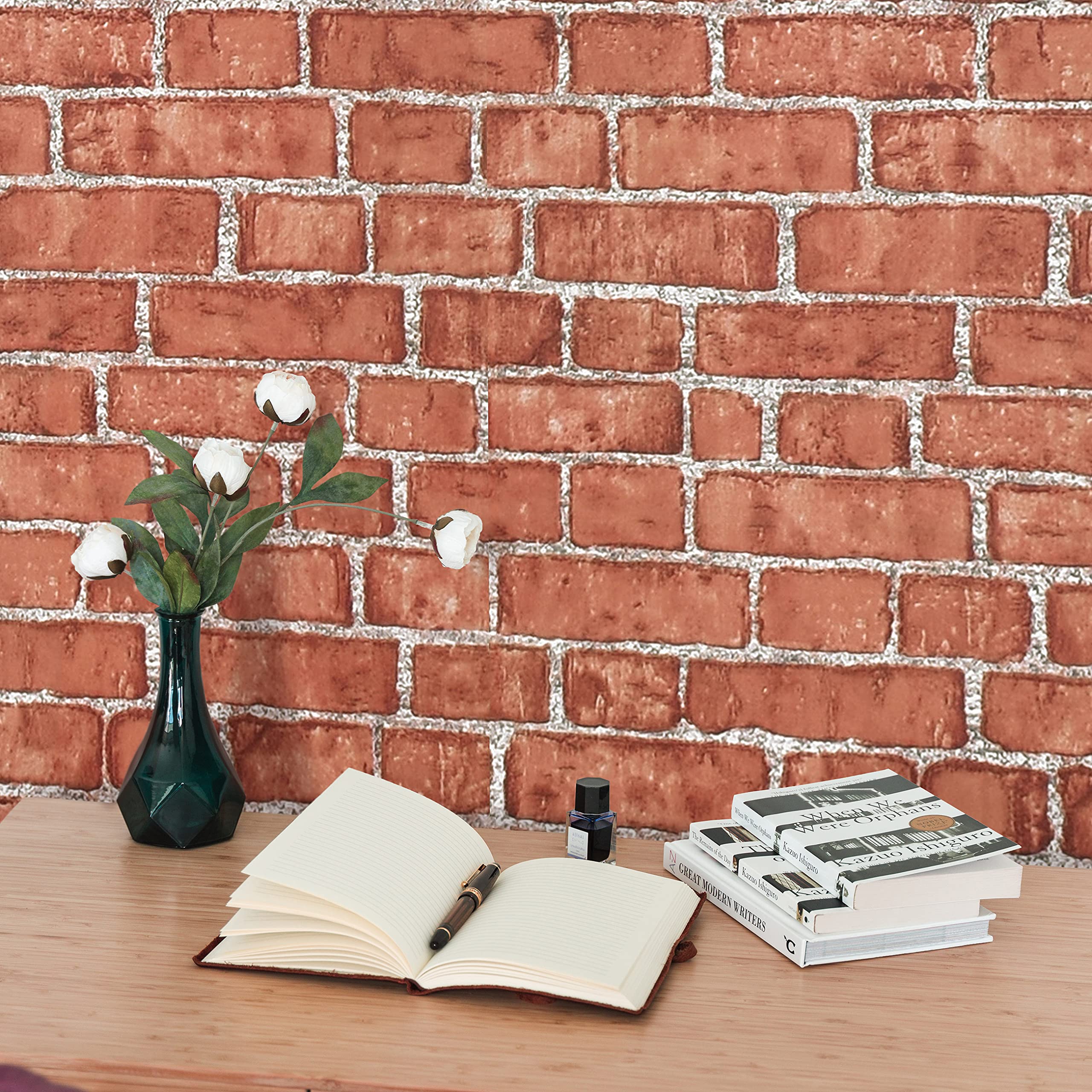 Timeet Brick Wallpaper Peel And Stick Self Adhesive Removable Textured Contact Paper For Bedroom Living Room Wall Decor Vinyl Film Roll Dark Red 17.7"×118.11 - View #2