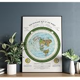 1892 Alexander Gleason Flat Earth Map, World Wall Art ,12"x17" Unframed | Circular-plane reproduction presents longitude, time and polar azimuthal details; ships rolled for classrooms or study areas
