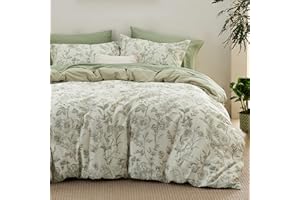 Bedsure Duvet Cover Queen Size - 100% Cotton Reversible Floral Queen Duvet Cover Set with Zipper Closure, 3 Pieces Soft & Bre