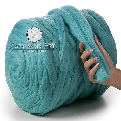 MeriWoolArt 100% Merinowolle zum Stricken & Häkeln mit 4-5 cm dickem Garn | Dicke Merino Wolle für XXL Schal, Decke & Kissen 