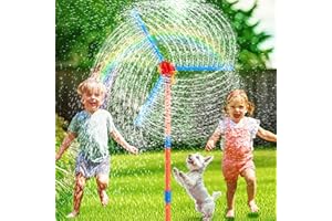 FLYBAKIZ Outdoor Water Sprinklers with 4 T Ball Set for Toddlers Kids Ages 4-8,Summer Outside Sprinklers Play Equipment Baseball Game Lawn Yard Tee Ball Game for Boys Girls,Hose Connector Included (C)