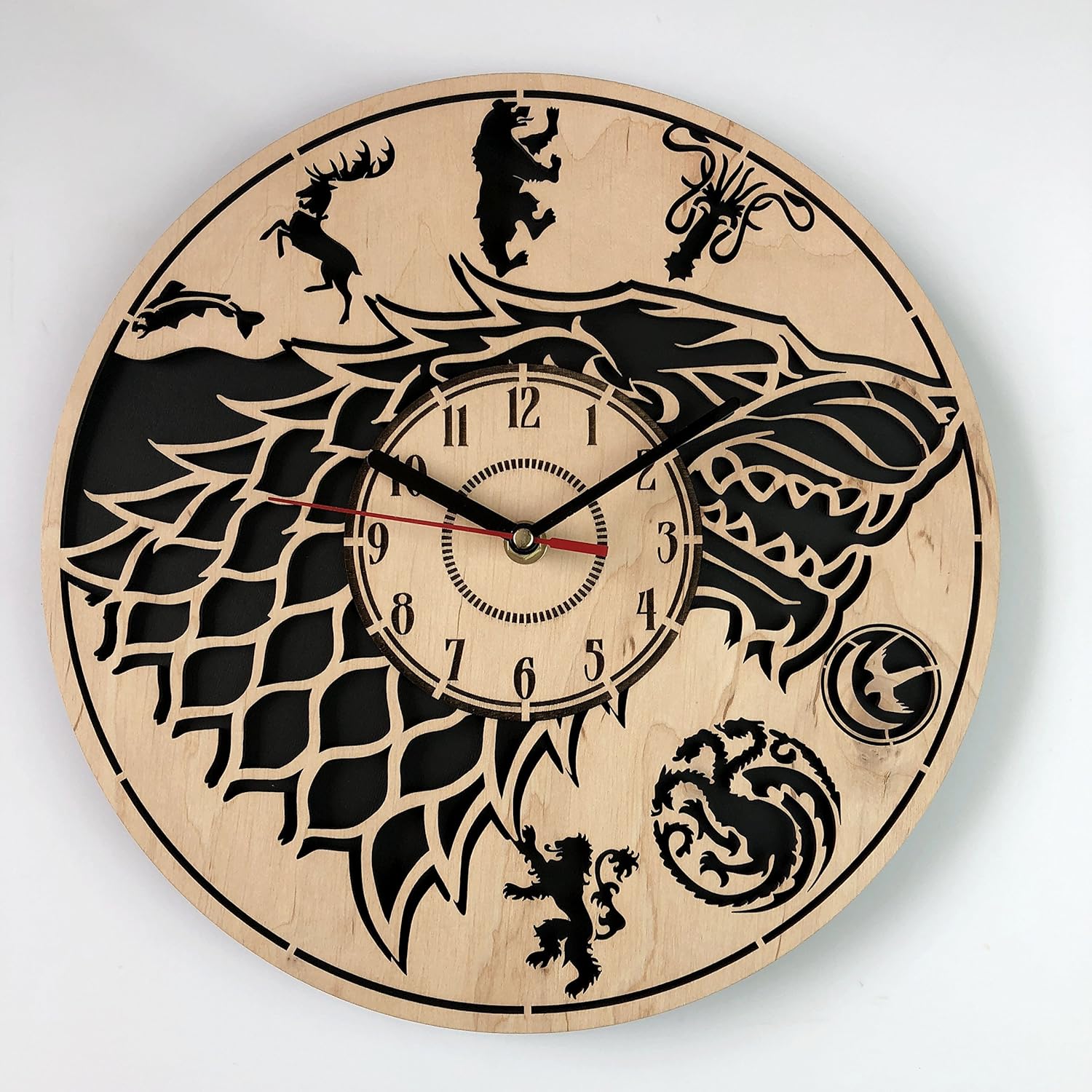 Game of Thrones Wall Clock Made of Eco Friendly Wood Unique Gift Idea and Home