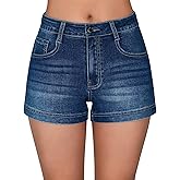 roswear Women's Casual Summer High Waisted Basic Jean Shorts Stretchy Denim Shorts