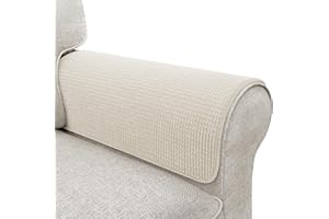 LOVOGEMY Couch Arm Covers, Sofa Arm Covers, Waterproof Armrest Covers for Sofa, Armchair, Loveseat, Non-Slip Recliner Arm Covers, Sofa Headrest Covers, Arm Chair Covers Set of 2 (Beige, 26"×26")