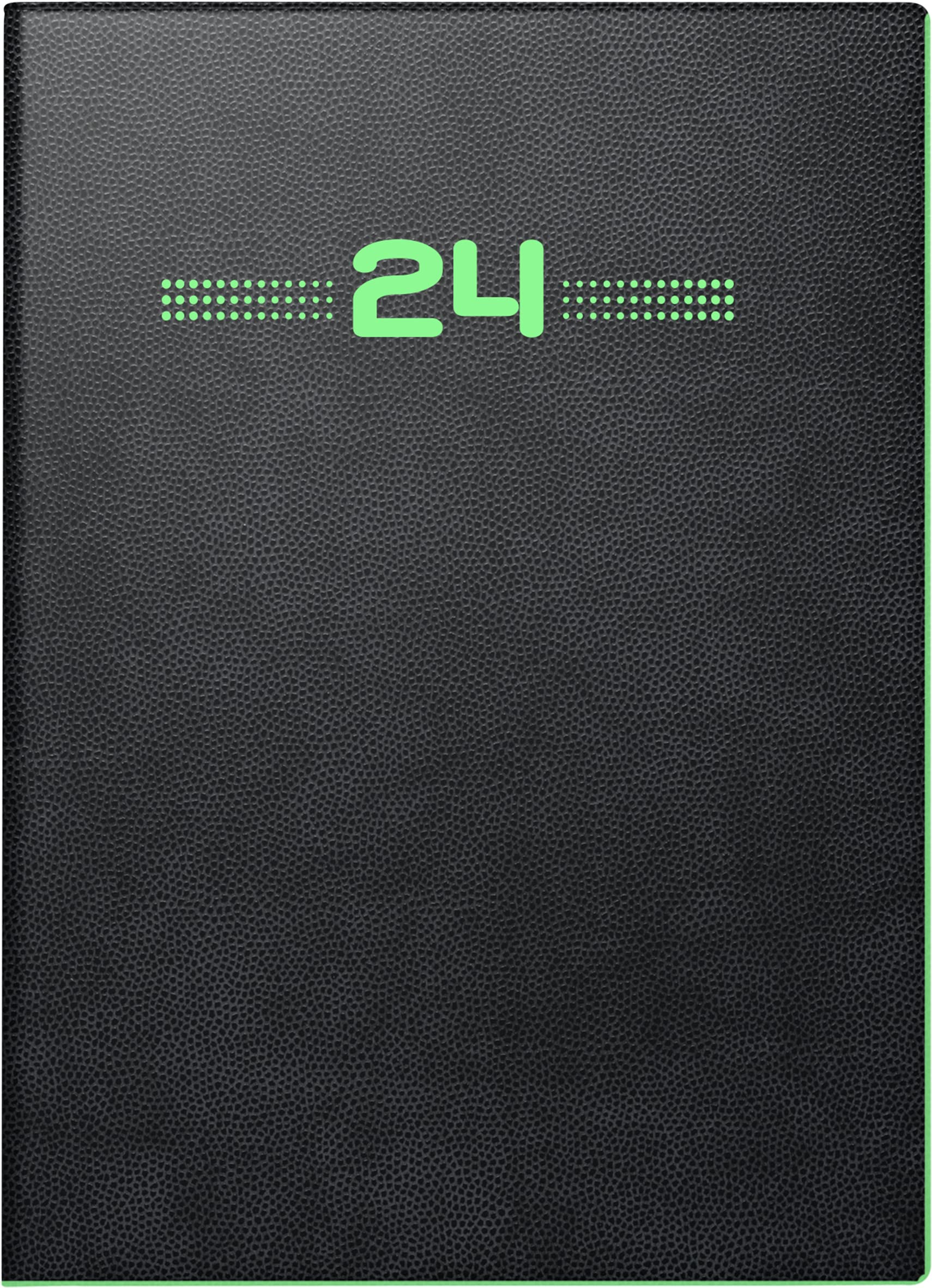 BRUNNEN Neon Daily Calendar Model 736 2024 1 Page = 1 Day Sheet Size 10 x 14 cm Black with Neon Edge Green