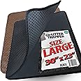 iPrimio Large Cat Litter Trapper Mat with Exclusive Urine/Waterproof Layer - Cat Litter Mat - Larger Holes with Urine Puppy Pad Option for Messy Cats - Soft on Paws and Light - 30" x 23" (Black Color)