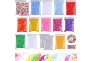 LOLO CRAFTS Slime Foam Beads Floam Balls – 18 Pack Microfoam Beads Kit 0.1-0.14 inch Micro Colors Rainbow Fruit Beads Craft Add ins Homemade DIY Kids Ingredients Flote Microbeads Supplies Mini Small