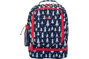 Bentgo Kids 2-in-1 Backpack & Insulated Lunch Bag - Durable 16” Backpack & Lunch Container in Unique Prints for School & Travel - Water Resistant, Padded & Large Compartments (Rocket)