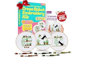 BeKnitting Cross Stitch Kit for Beginners Adults & Kids - Cross-Stitch Patterns, Embroidery Hoop, Floss & Needles | Holiday Christmas Gifts, Gift-Ready Box
