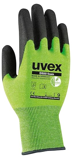 Uvex 60604 Schnittfeste Arbeitshandschuhe - Lime-Schwarz - Gr 08 (M)
