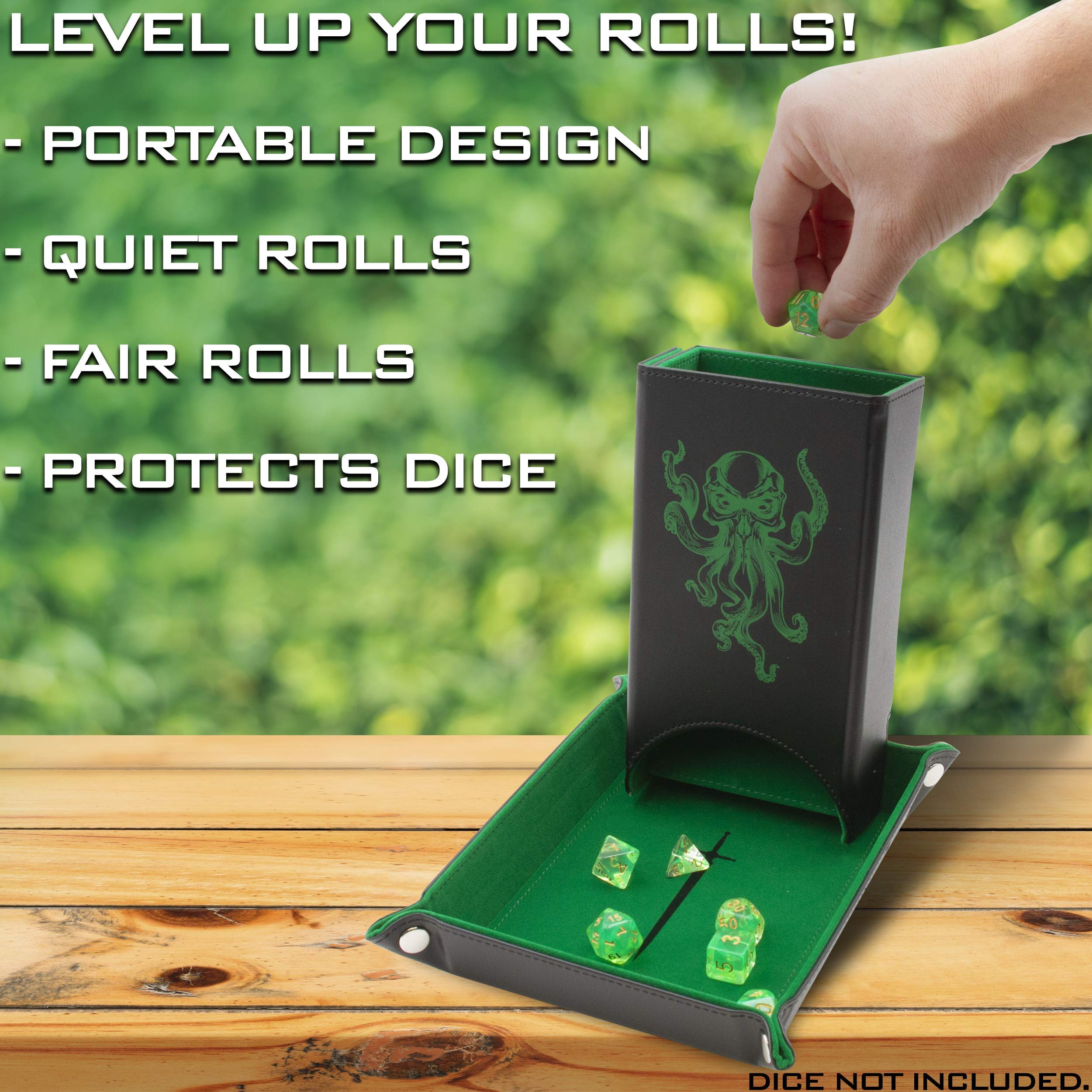 CASEMATIX Portable Dice Tower and Tray Set with Non-Scratch Felt Interior - Folding 8