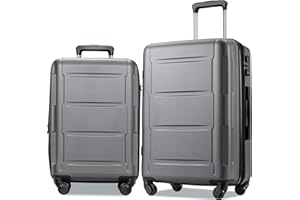 Merax Luggage Sets 2 piece Carry on Luggage Suitcase Sets of 2, Hard Case Luggage Expandable with Spinner Wheels (Black 2-Piece (20/24))