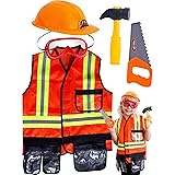 TeganPlay Construction Worker Costume for Boys Role Play Dress Up Kids Construction Vest with Hard Hat and Toy Tools for 3-8 
