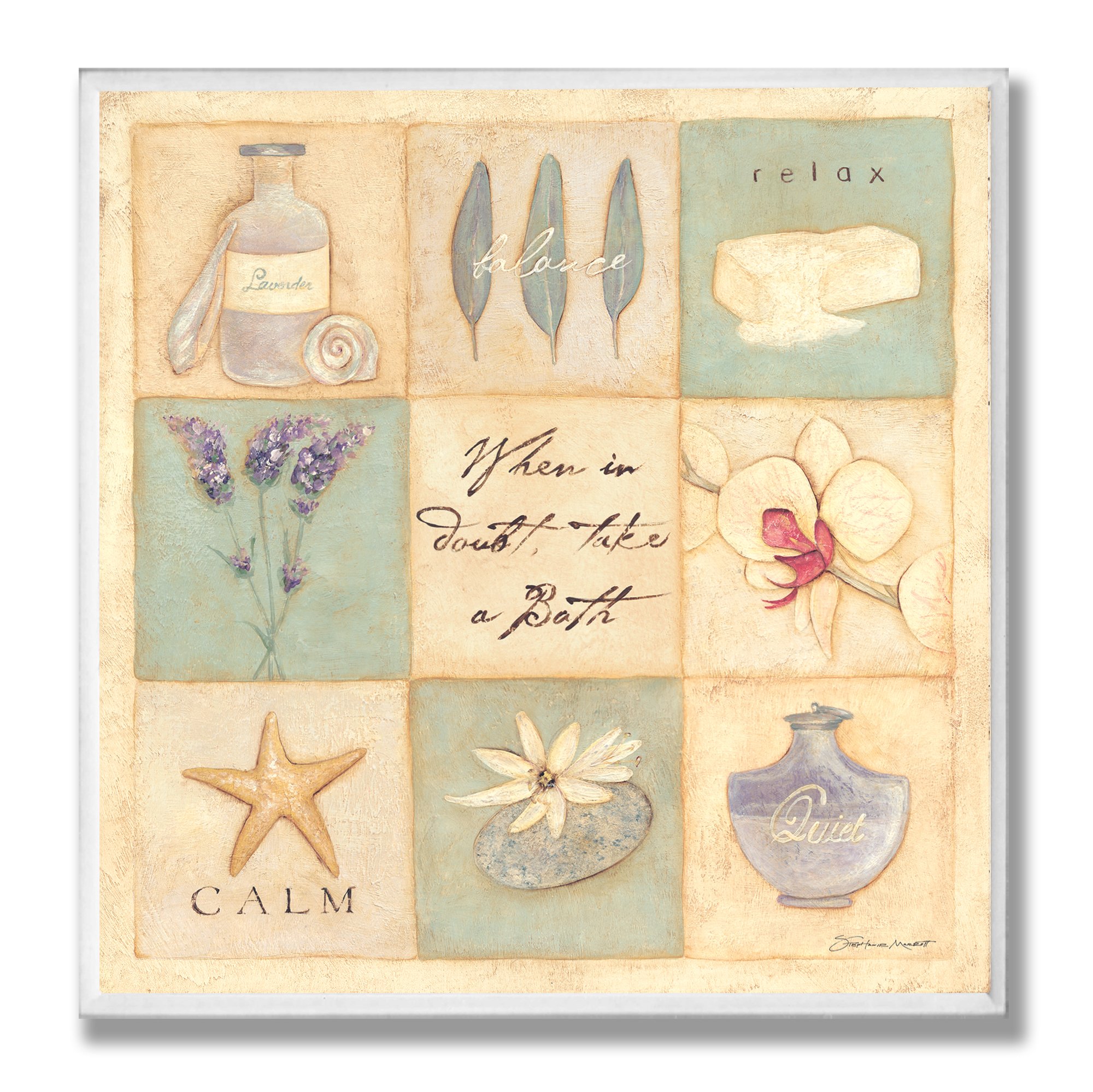 Stupell Home Décor When In Doubt Take A Bath Patchwork Bathroom Wall Plaque, 12 x 0.5 x 12, Proudly Made in USA