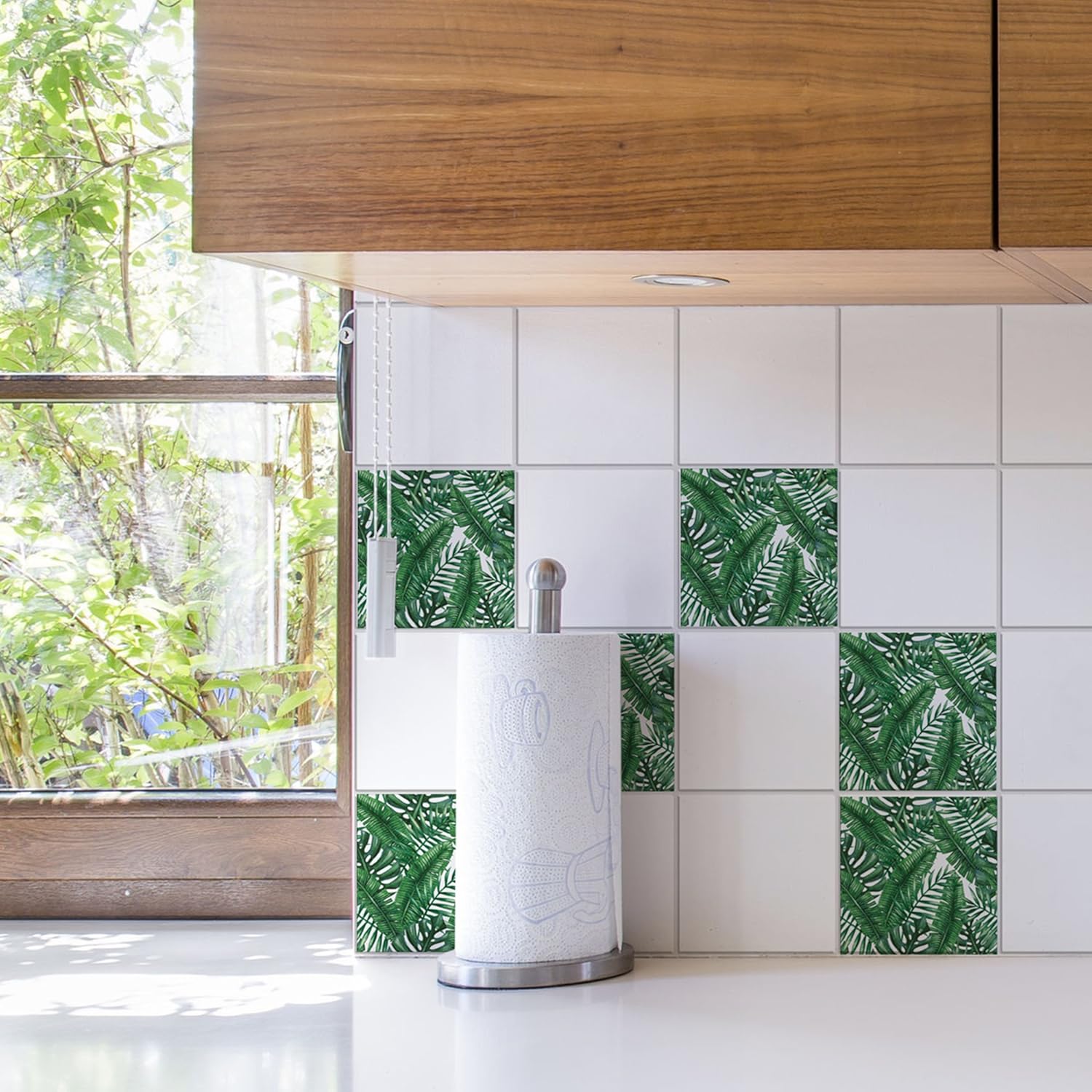 PLAGE 260618 6 Tiles Stickers - Banana Leaf, Green (15 x 15 cm) - Image 3