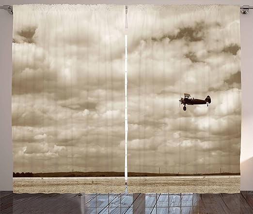 Amazon Com Ambesonne Vintage Airplane Curtains Airplane In