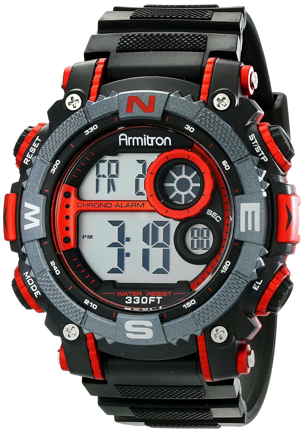 Amazon.com: Armitron Sport Men's 40/8284RED Large Metallic Red Accented  Black Resin Strap Chronograph Digital Watch: Watches