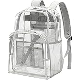 NEOREAL Transparent Backpacks See Through Backpack Clear Backpack Heavy Duty for College,Work,Security, Grey