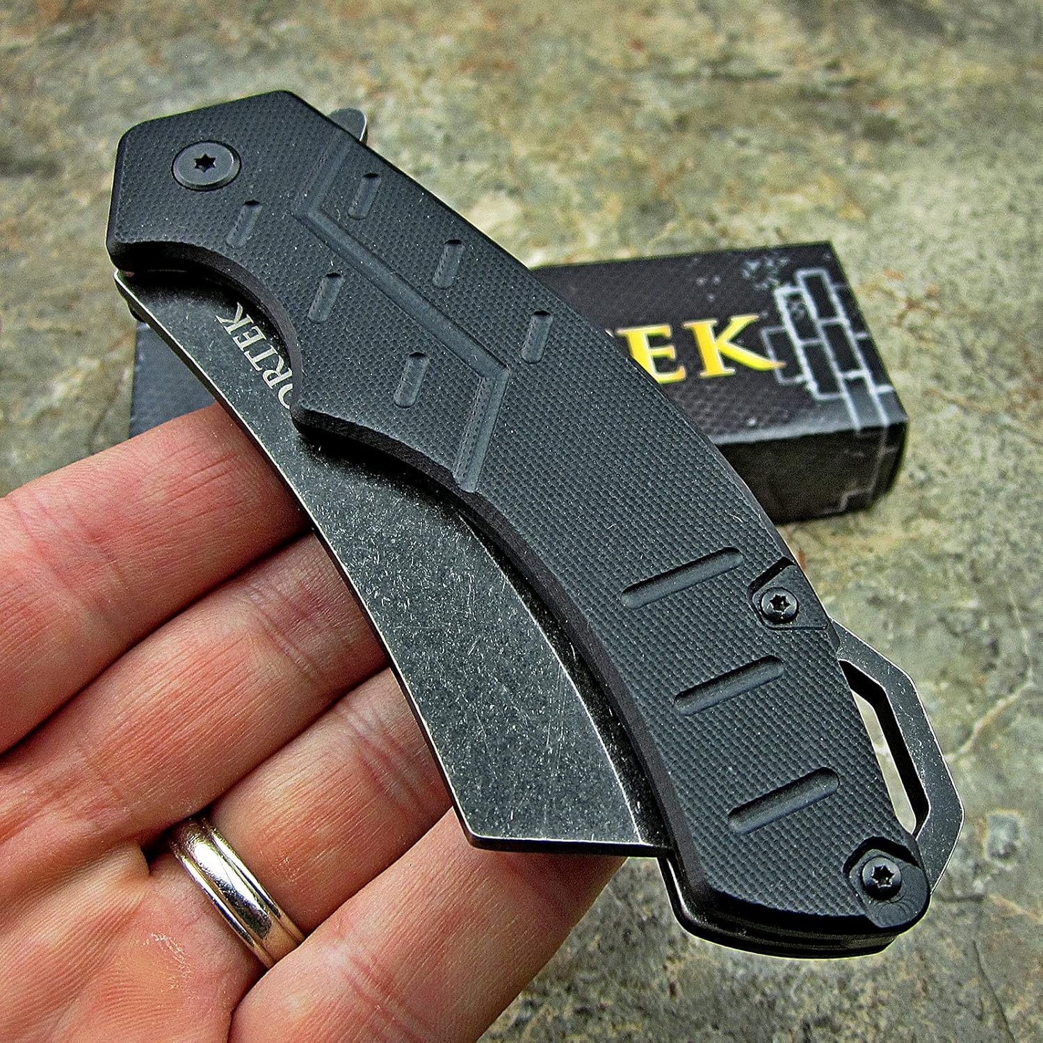 VORTEK Pocket Cleaver Knife: Ball Bearing Pivot, 8Cr13MoV Razor Sharp Cleaver Blade, Ultra Smooth Opening, Non-Slip G10 Handles, Heavy Duty Construction Built Tough: Kitchen & Dining
