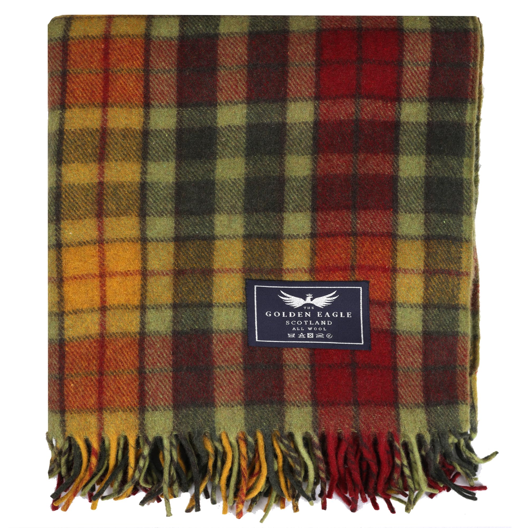 The Golden Eagle Scottish Tweed Wool Large Blanket Tartan Rug with Check Pattern for Warm Winter (Buchanan Autumn) — image 1