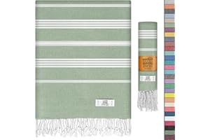 EPHESUS TOWELS Turkish Beach Towel - 38x70 inch Oversized - Sultan Design - Turkish Towel for Beach, Bath, Pool, Gym, Yoga - Prewashed, Lightweight, Quick Dry (Apple Green, Sultan)