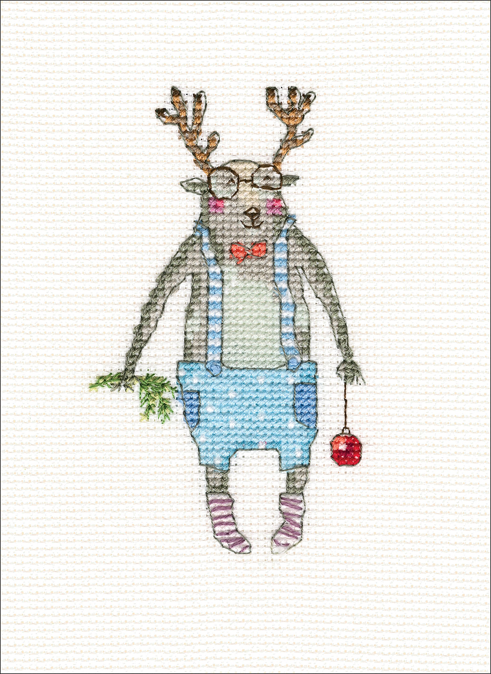 RTO EH373 Ich bin da Cross Stitch Kit, Cotton, Multi-Colour, 7 x 11.5 cm