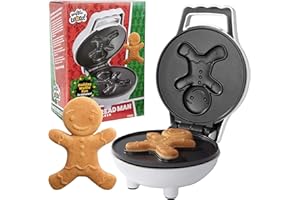 WAFFLE WOW! Gingerbread Man Mini Waffle Maker - Make this Christmas Special for Kids with Cute 4 Inch Waffler Iron, Electric Non Stick Breakfast Appliance for Xmas Holiday Season, Fun Gift or Dessert for Parties