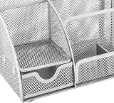 Osco Small Wiremesh Desk Organiser 5 Compartments 1 Drawer Silver view 4