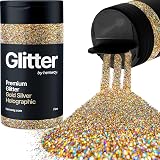 Hemway Holographic Glitter Shaker 130g Fine 1/64in Gold Silver Resin view 1