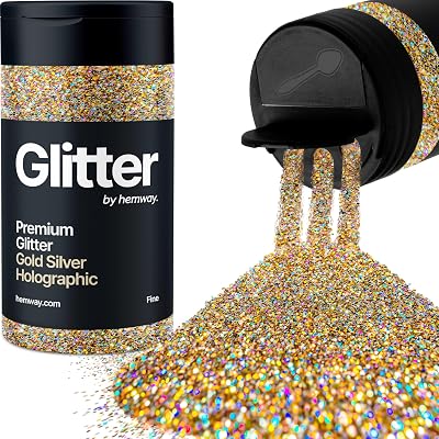 Hemway Holographic Glitter Shaker 130g Fine 1/64in Gold Silver Resin