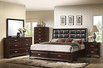 Amazon Com Crown Mark 5pc Jacob Bedroom Set Elegant Queen