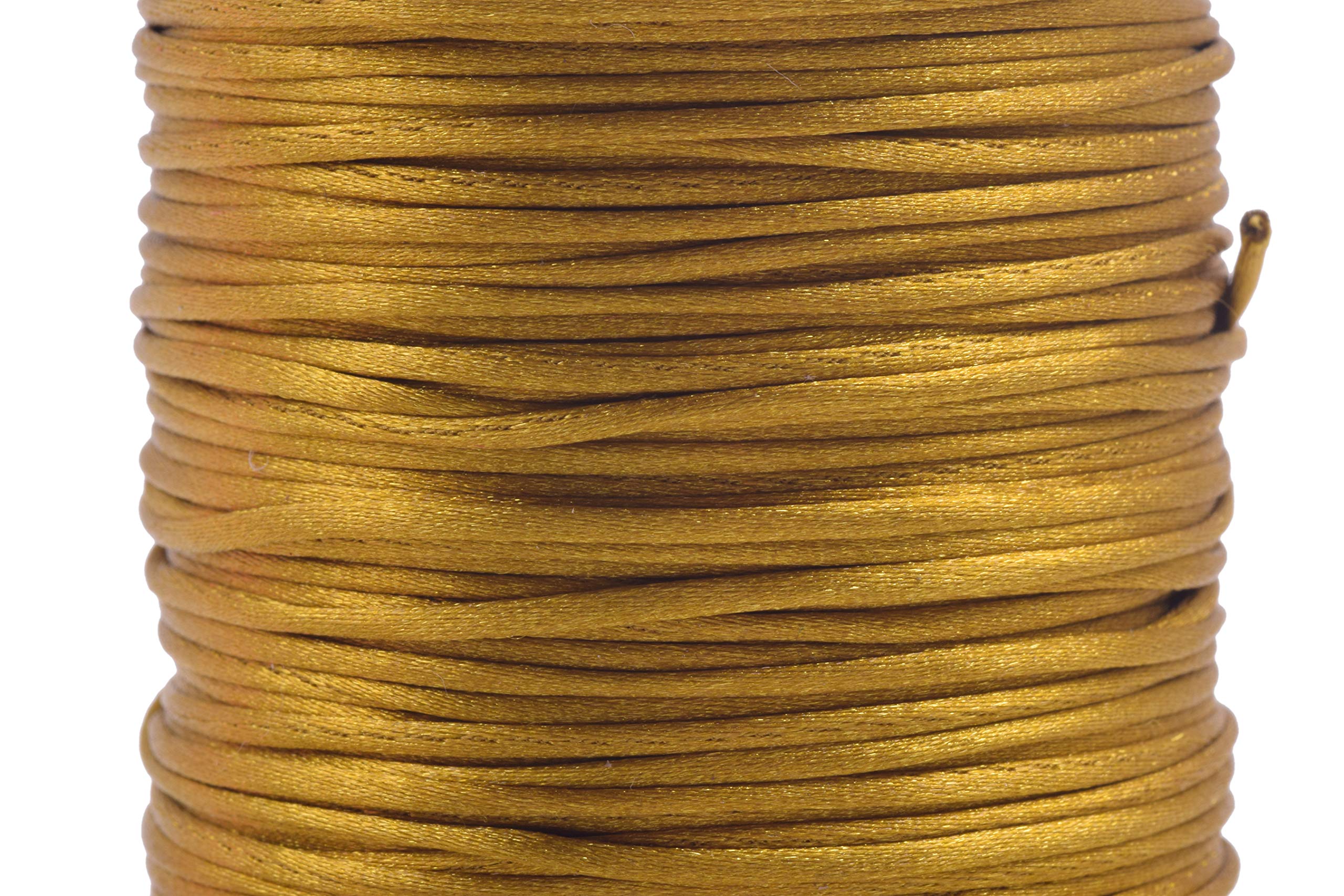 KONMAY 1 Roll 73 Meters 1.0mm Old Gold Rattail Satin Silk Trim Cord Beading String for Chinese Knotting, Kumihimo, Beading, Macramé, Jewelry Making — image 1