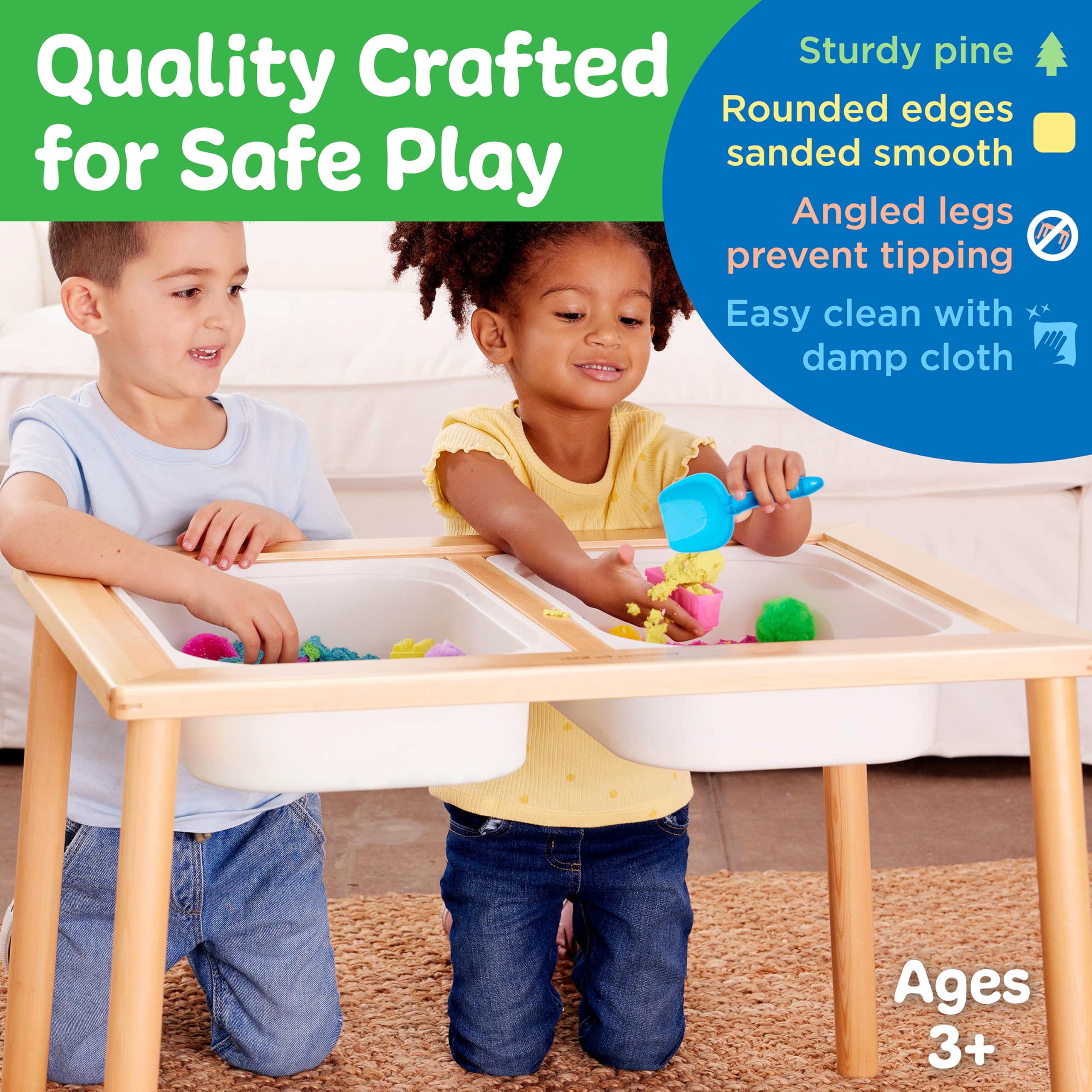 Creativity for Kids Sensory Table with 29-Piece Color Party Accessory Kit | Indoor Toddler Activity Table with Bins | Easy-Clean Design for Sand, Water & Crafts | Educational & Fun (Ages 3+)