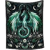 Dragon Blanket Gift for Woman Man Girls Boys Greens Dragon Gift for Dragon Lovers Soft Flannel Blanket for Living Room Sofa Couch Decor - 40