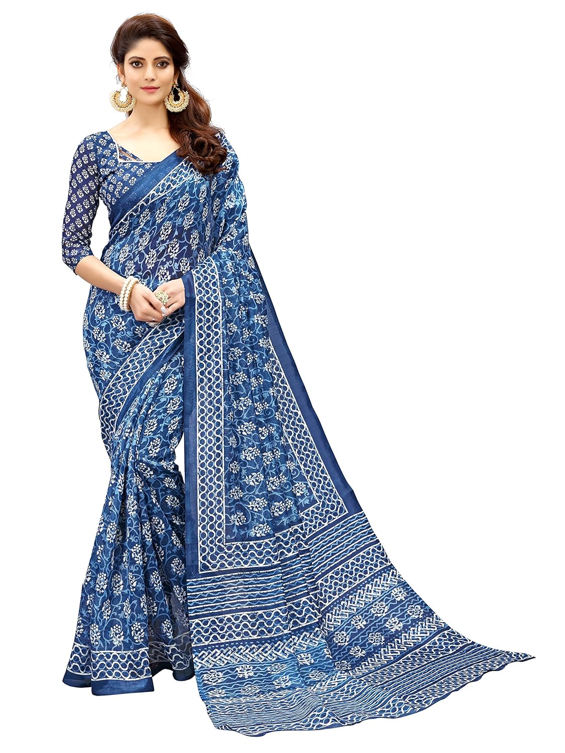 glory sarees art silk saree with blouse piece (gloryart14_blue_free size)