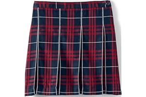 Lands' End School Uniform Girls Plaid Box Pleat Skirt Top of The Knee