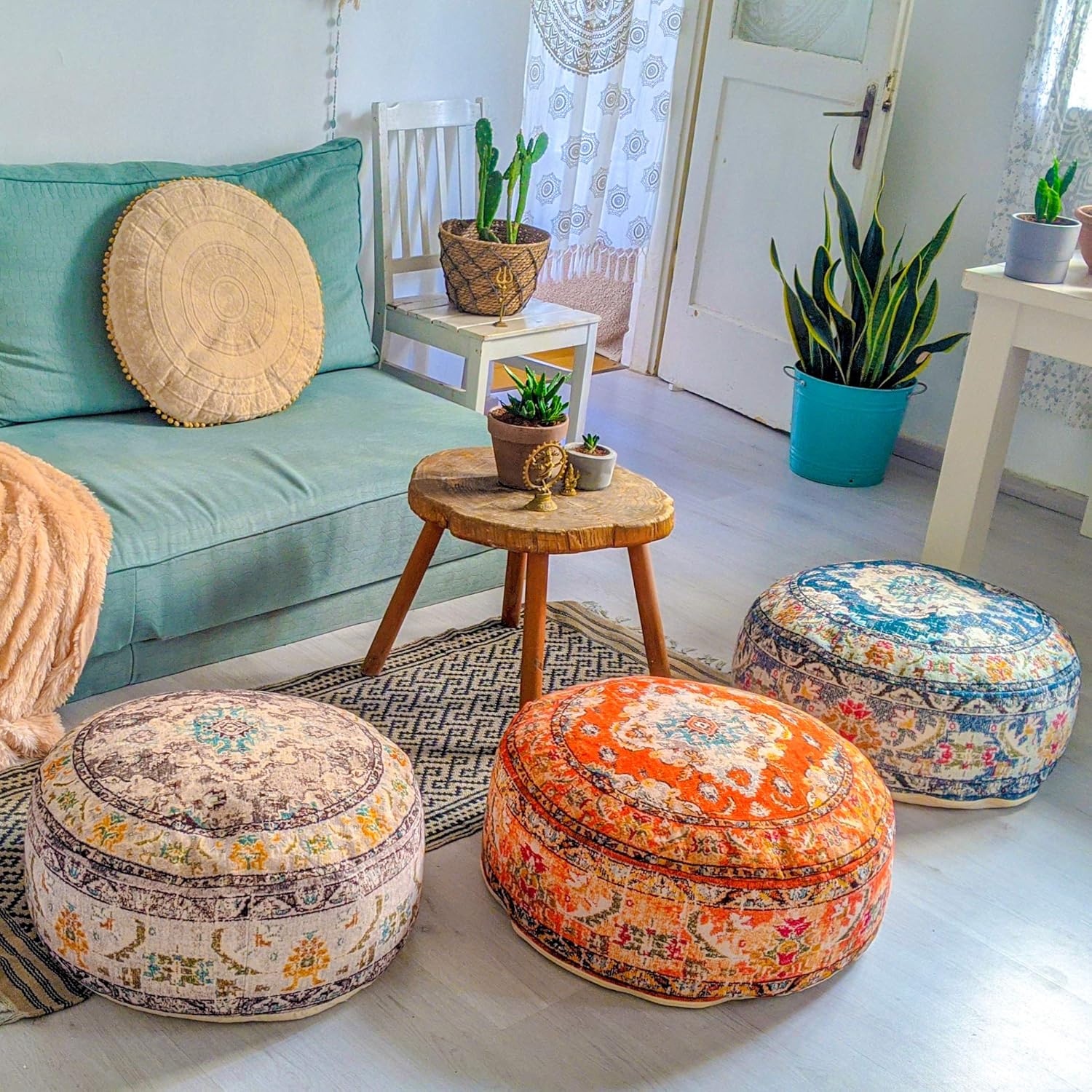 Pack of 3 Round Vintage Bohemian Floor 