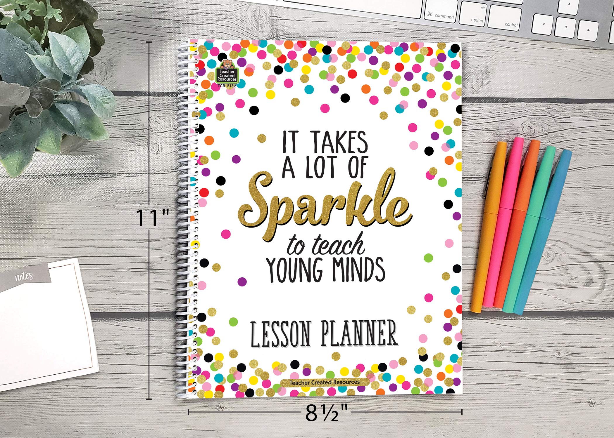 Teacher Created Resources 2152 Lesson Planner w/Stickers, Confetti, 8-1/2-Inch x11-Inch, Multi