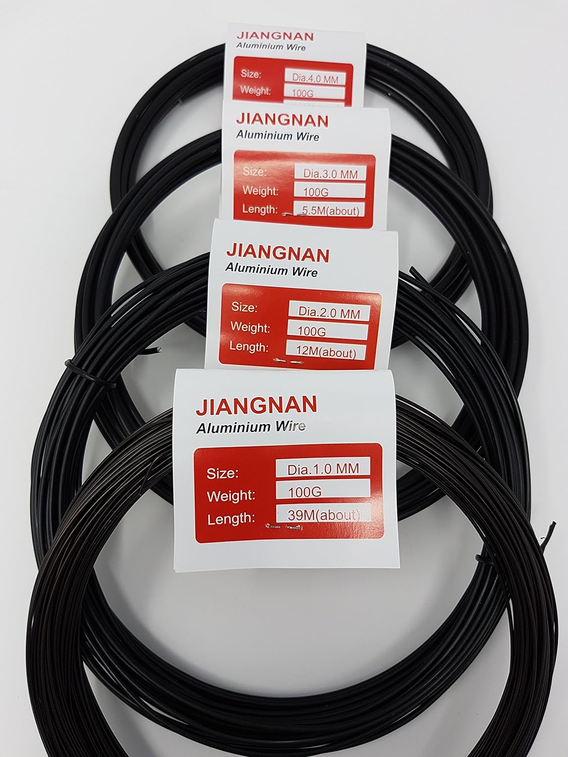 4 Rolls of 100g Hui-Tong Bonsai Tree Wire - One of Each Size, Brown - Image 3