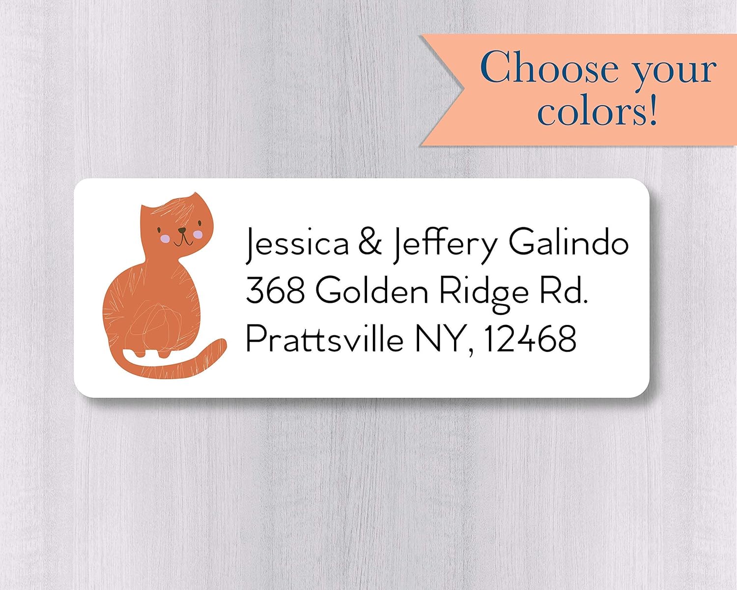 60ct Cat Return Address Labels/Stickers (565WH) Handmade