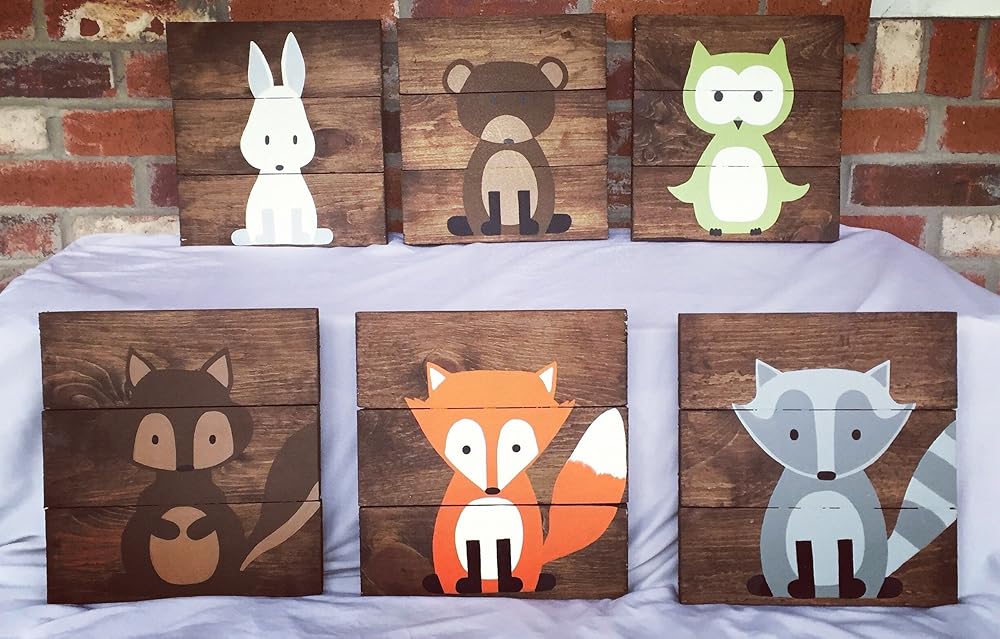 6 Woodland Animal Nursery Signs Nursery Decor Baby Shower Gift or Baby Decor Clever