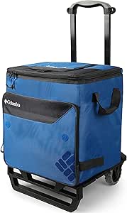 Columbia Crater Peak 50 Can Rolling Thermal Pack with All Terrain Cart, 80 lb. Capacity , Blue