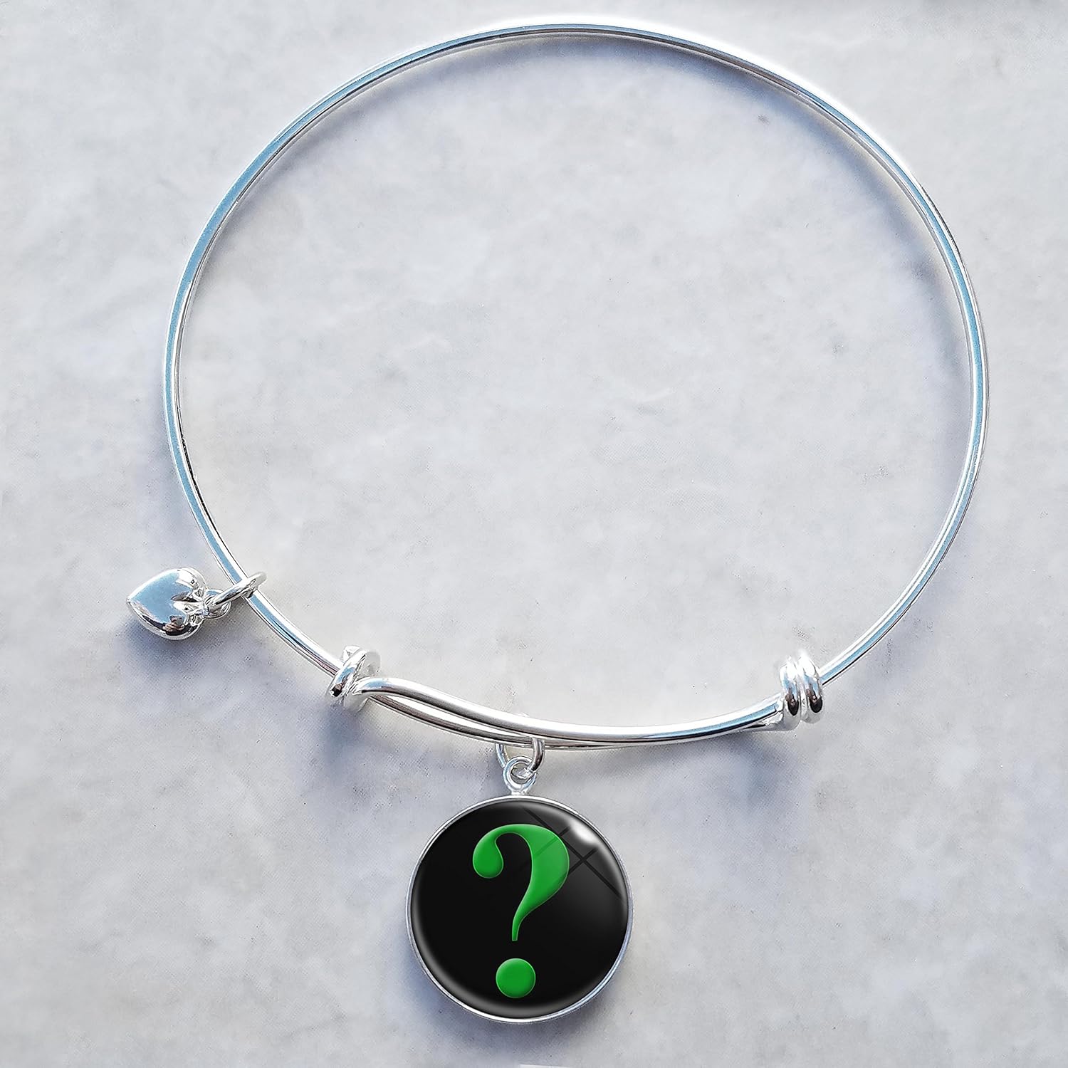 Question Mark Sterling Silver Expandable Wire Bangle Charm