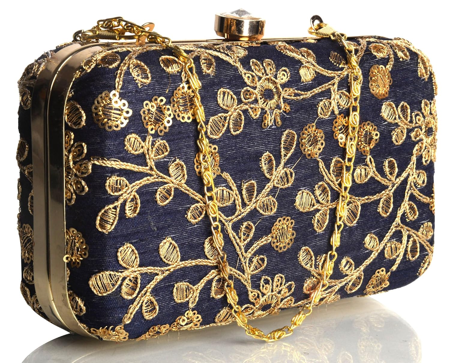 mammon women's bridal clutch with sling (6.5x4x4 inches)